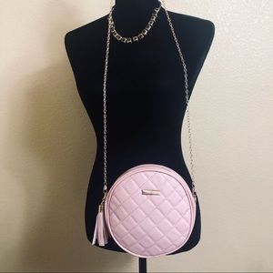 Pink blush faux leather quilted Canteen Bag